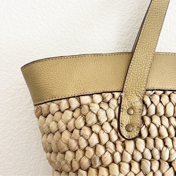 J. Crew Straw Bag with Gold Leather - Picture 3 of 6